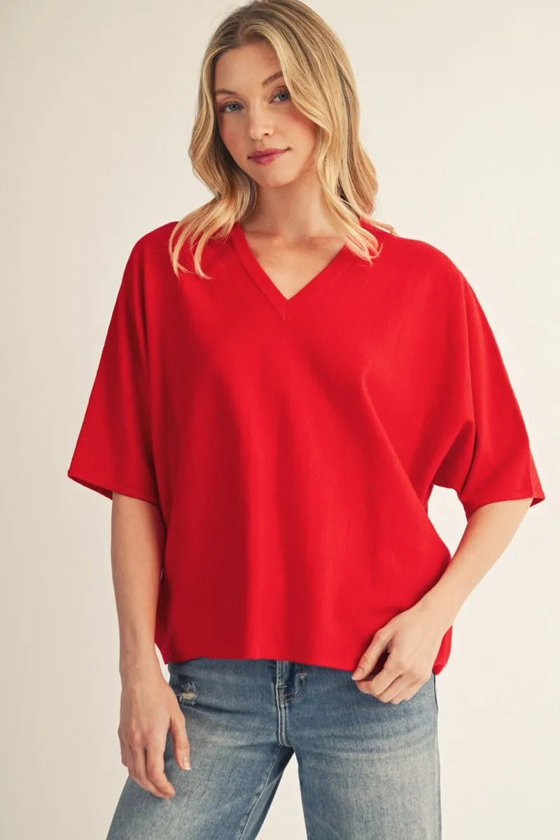 v neck lightweight comfy sweater top