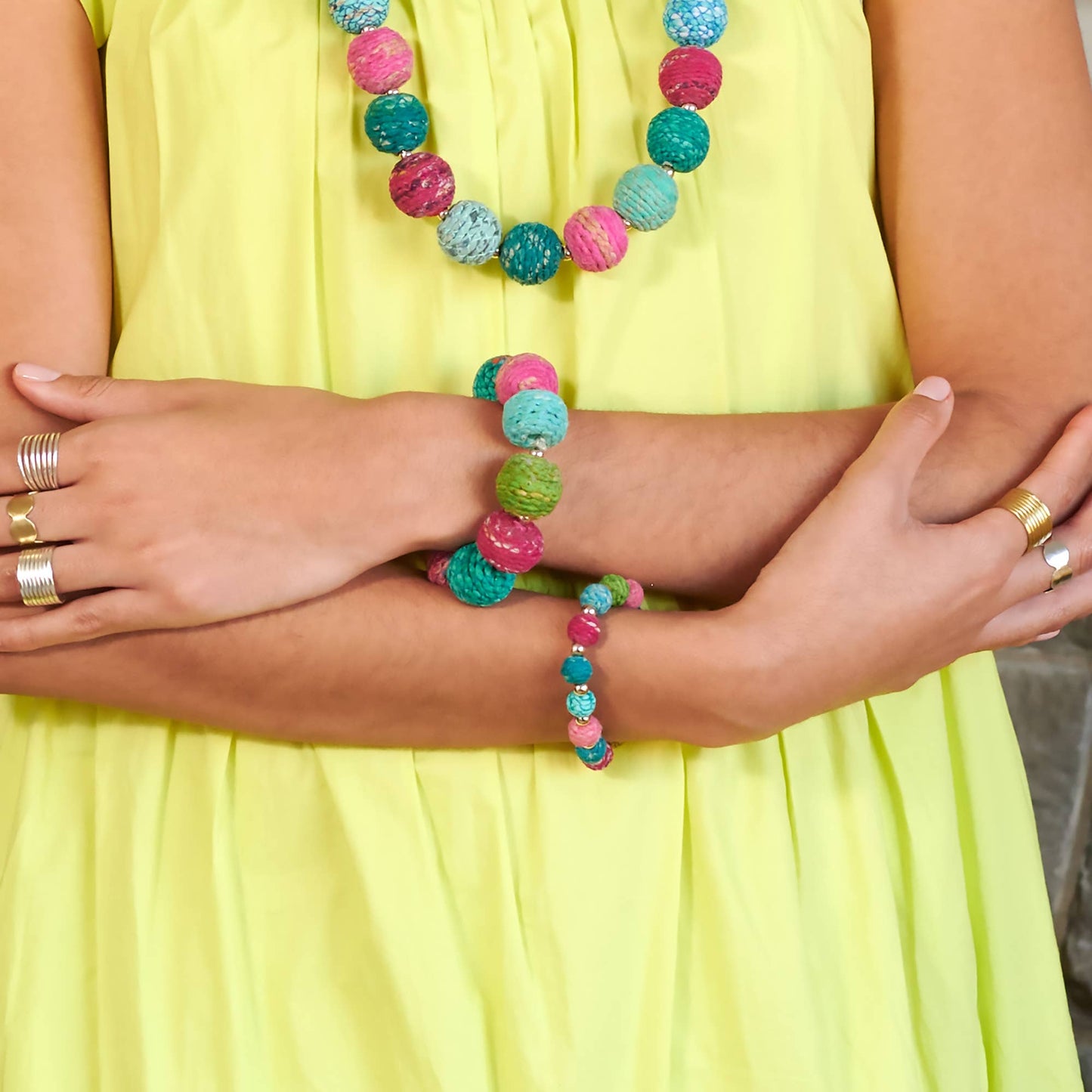 Threaded Kantha Bracelet - Bloom