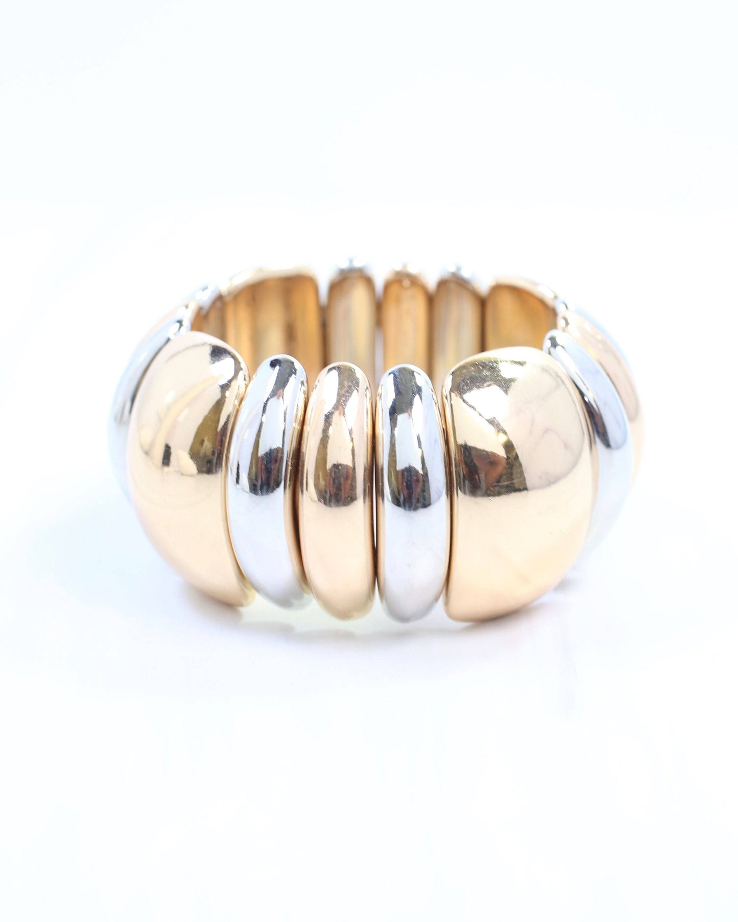 Domed Shaped Stretch Bracelet Gold Silver