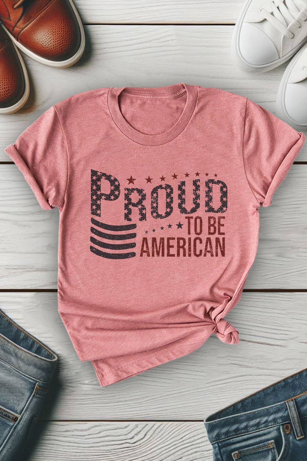 Proud To Be American, Fourth of July, Unisex Round Neck T-Shirt