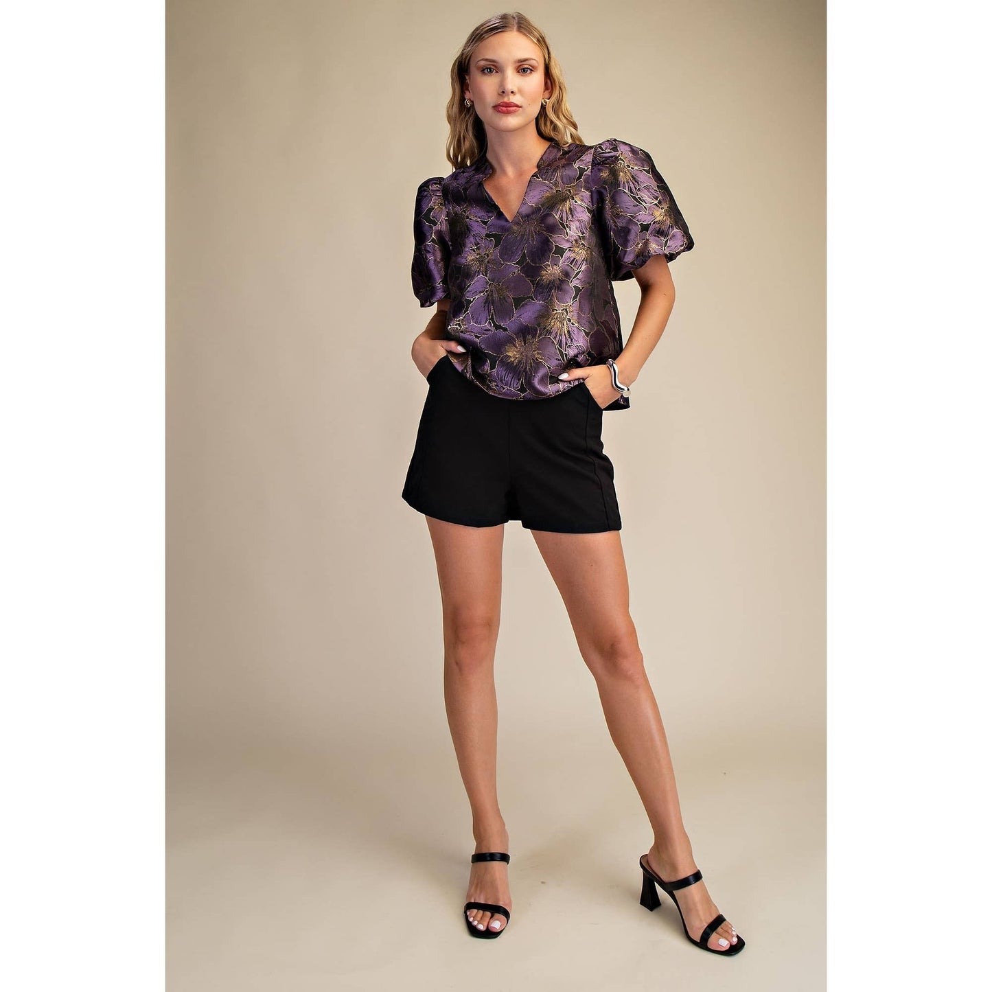 V-Neck Puff Sleeve Top