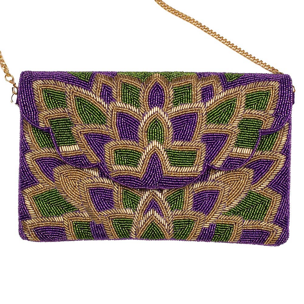 Mardi Gras Starburst Beaded Clutch