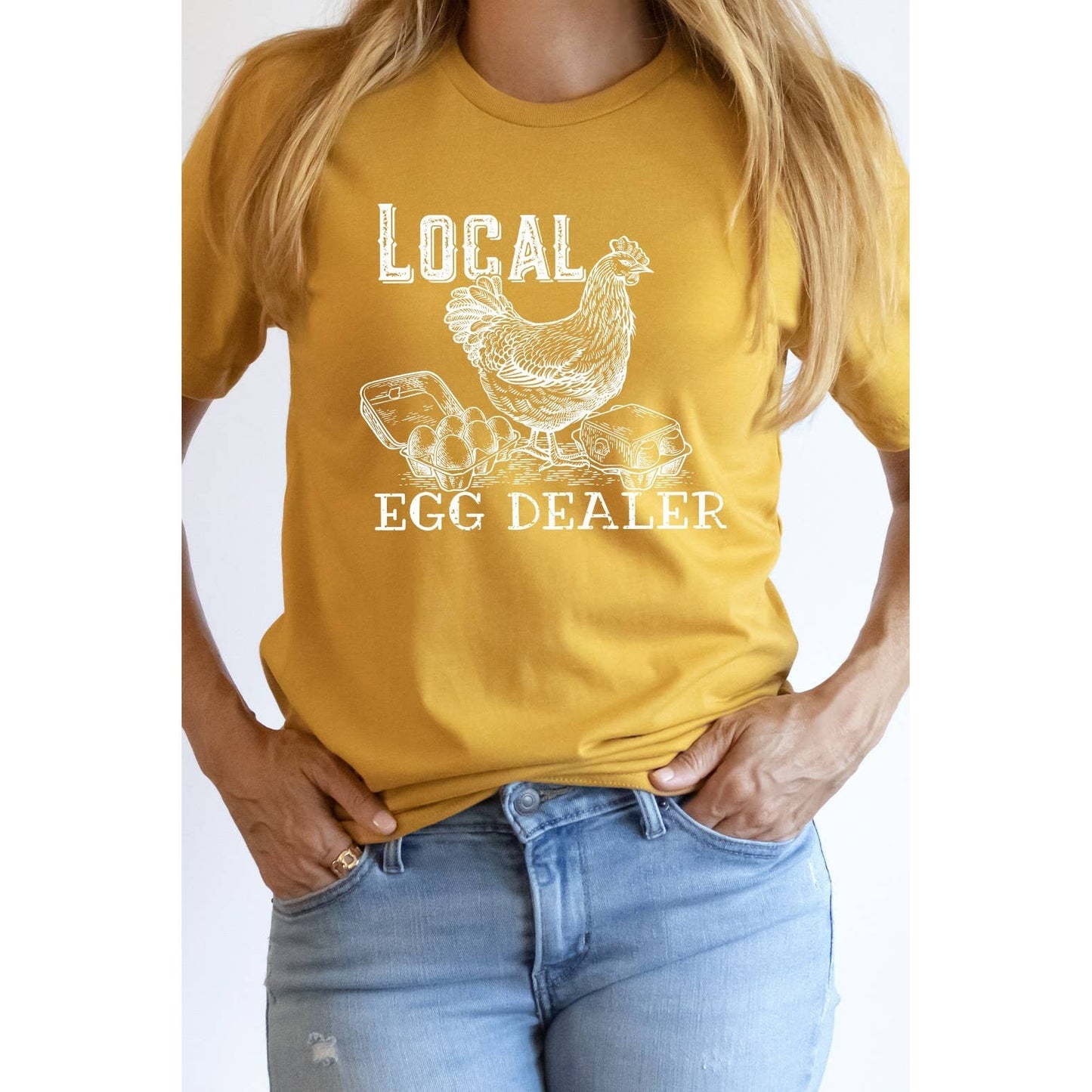 Local Egg Dealer, Hen, Chicken, Farm Rustic Chic Graphic Tee