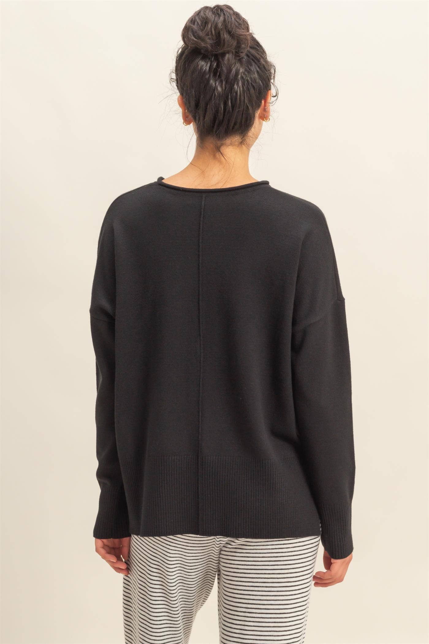 Round Roll Neck Drop Shoulder Sweater