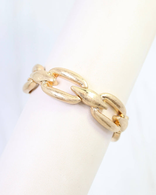 Lesley Link Stretch Bracelet Worn Gold