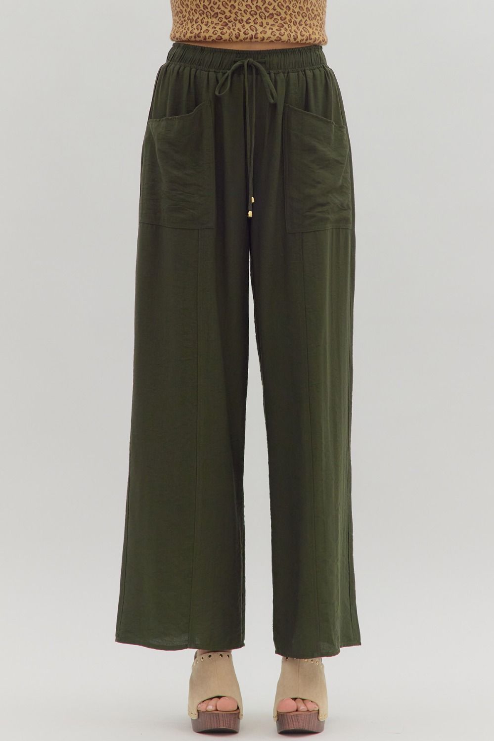 high-waist pull-on wide-leg pants