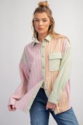 STRIPED SOFT WASHEDBUTTON DOWN SHIRT