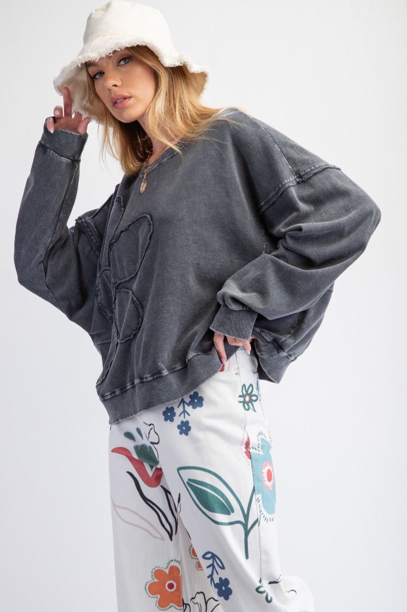 Flower Patch Terry Knit Pullover