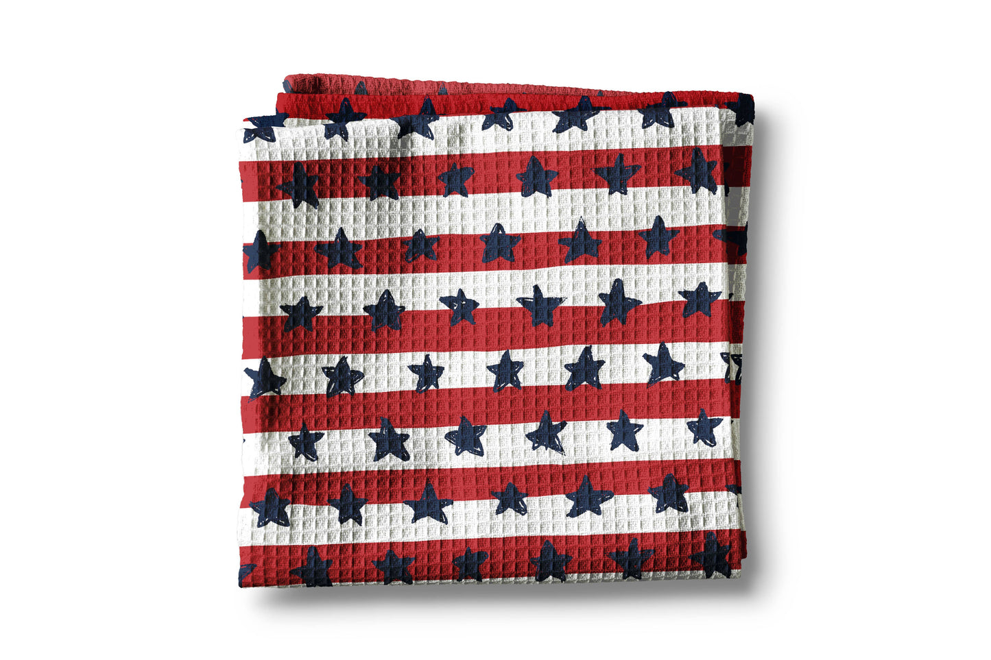 4th July Patriotic Red White Blue Flag Kitchen Towel Waffle