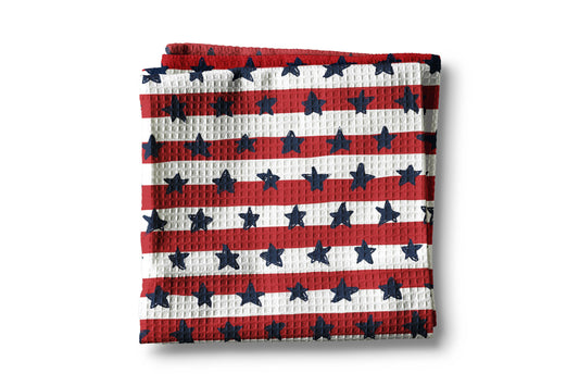 4th July Patriotic Red White Blue Flag Kitchen Towel Waffle