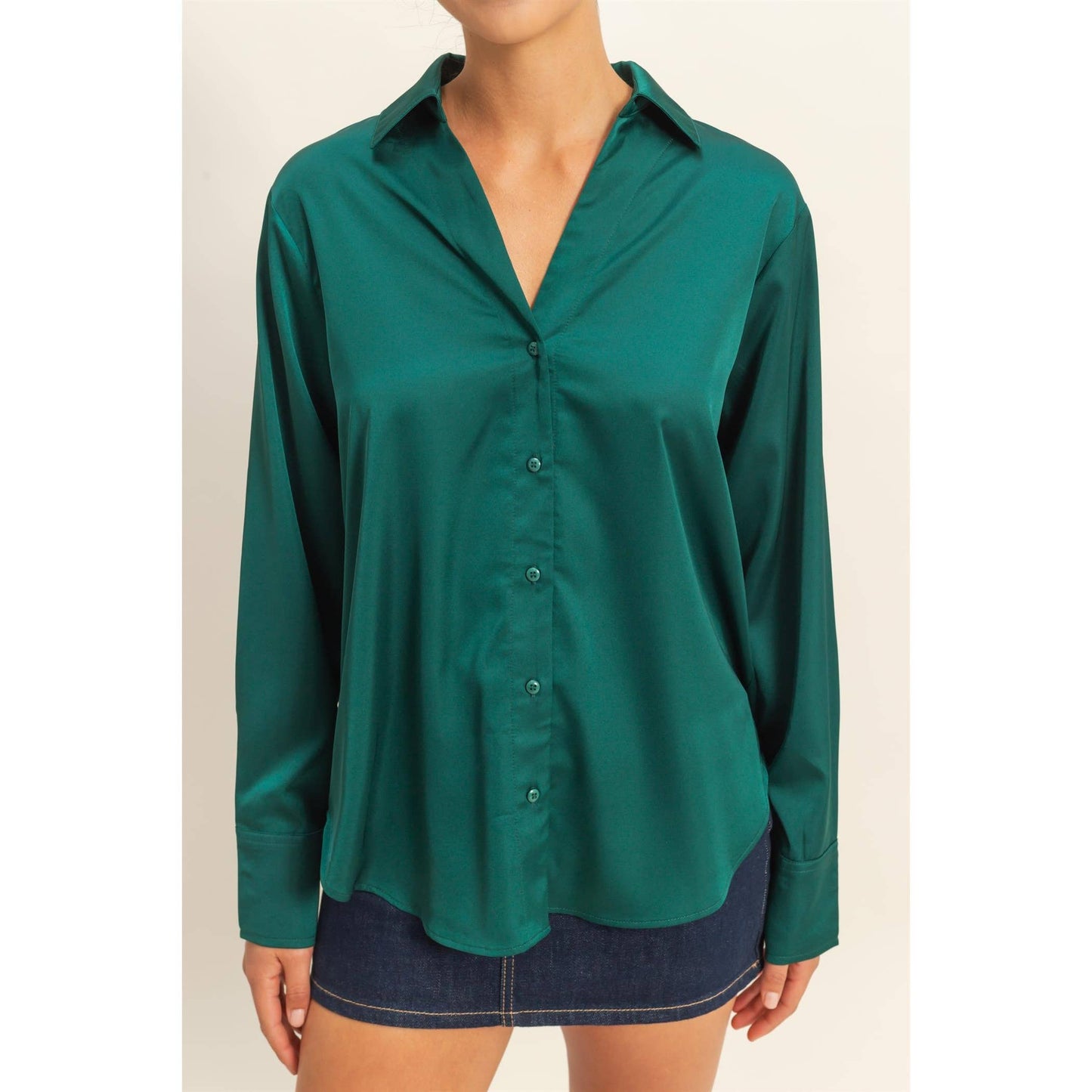 Button-Up Satin Shirt