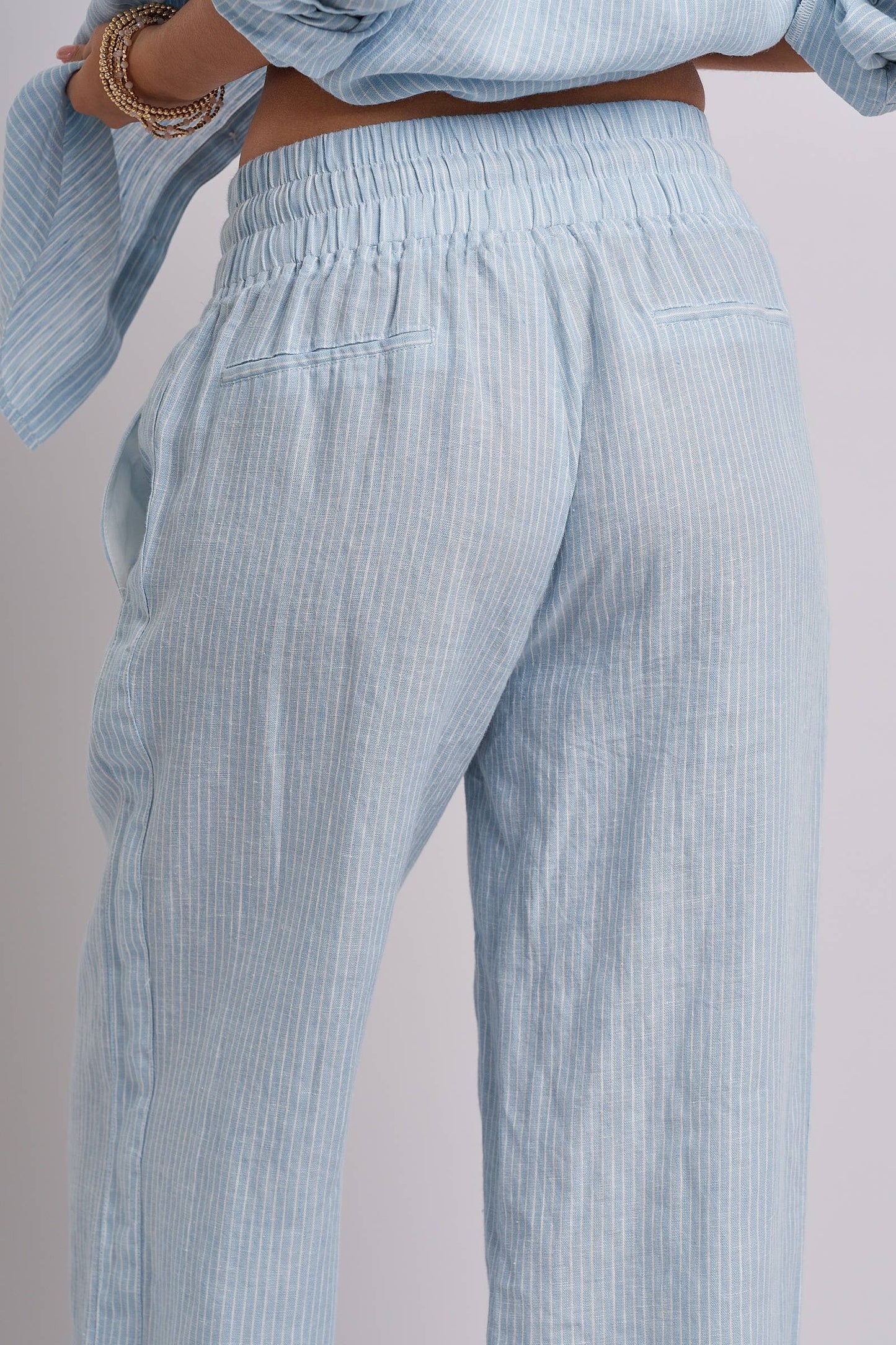 Linen Wide-Leg Drawstring Pants