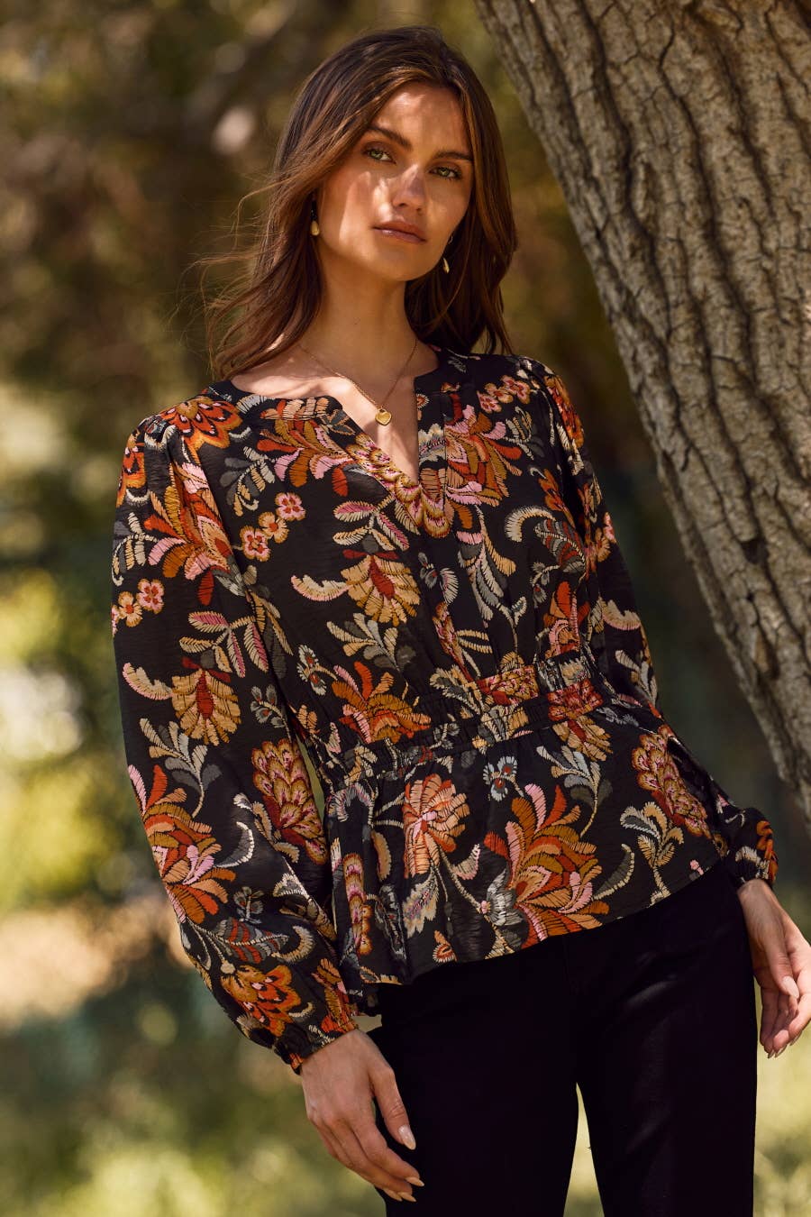 Floral Printed Peplum Style Blouse