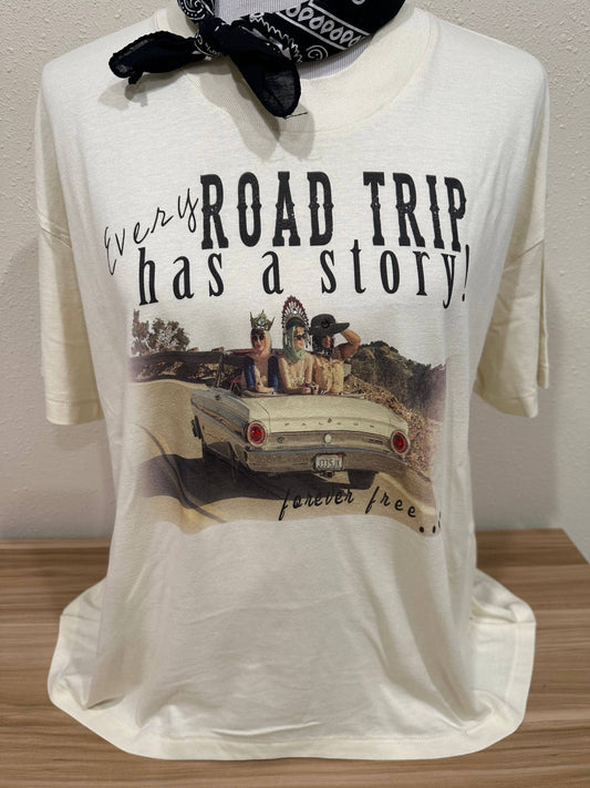 Road Trip on Natural Tee BLING