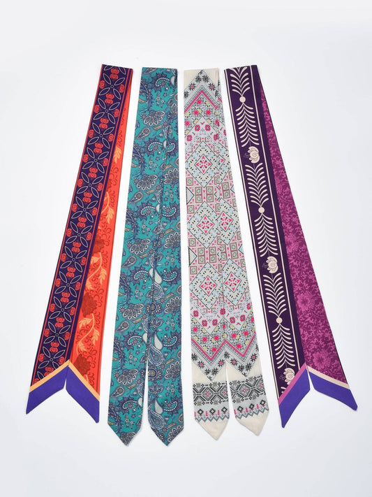 Contrast Pattern Skinny Scarf