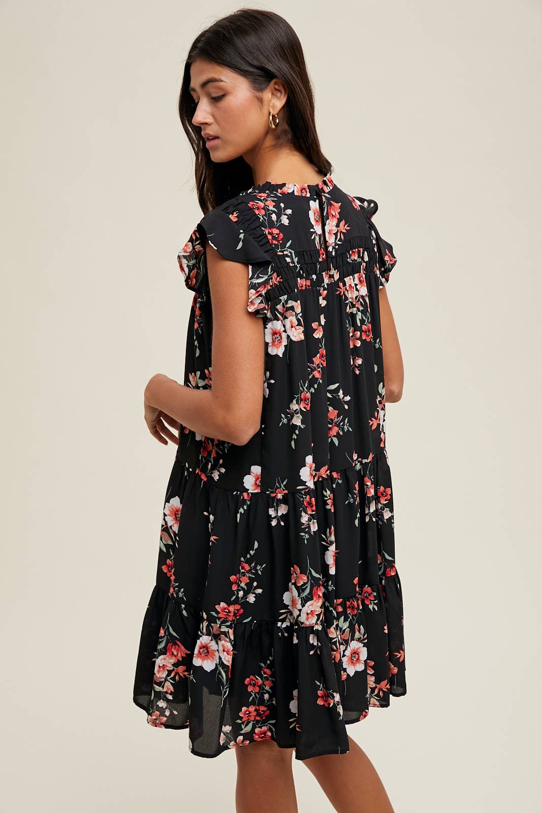 TIERED FLORAL MINI DRESS