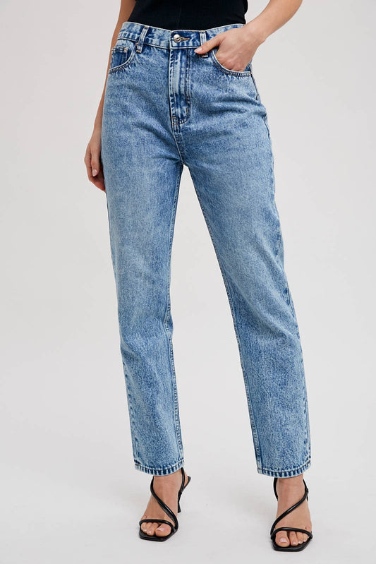 DENIM HIGH-RISE STRAIGHT LEG JEANS