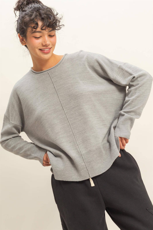 Round Roll Neck Drop Shoulder Sweater