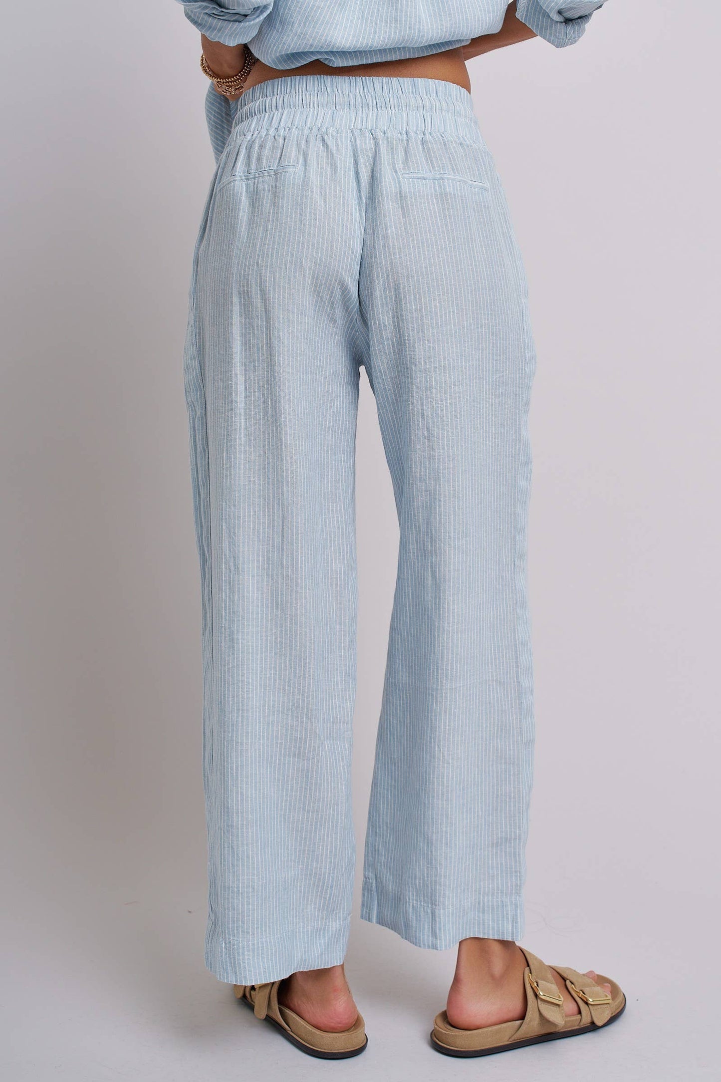 Linen Wide-Leg Drawstring Pants