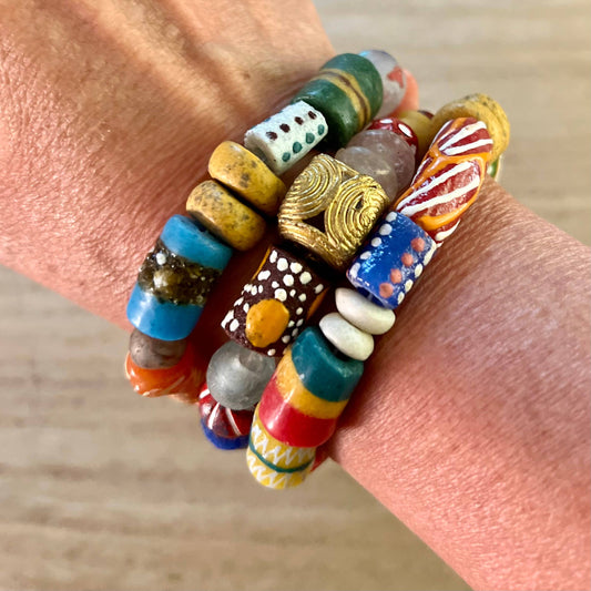 Glamazon- fair trade glass stretch statement bracelet set