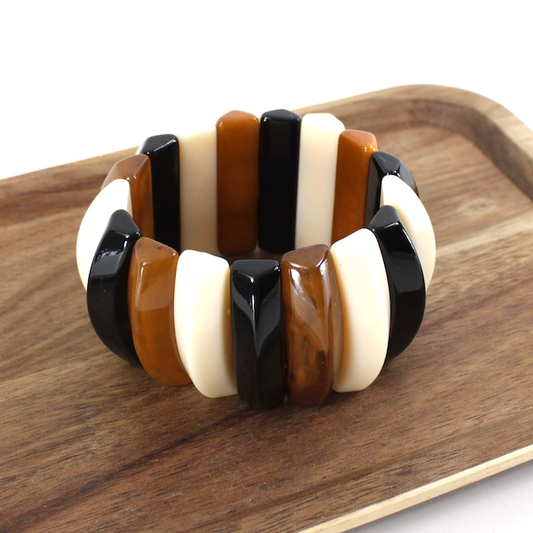Tri-Color Polyresin Stretch Statement Bracelet