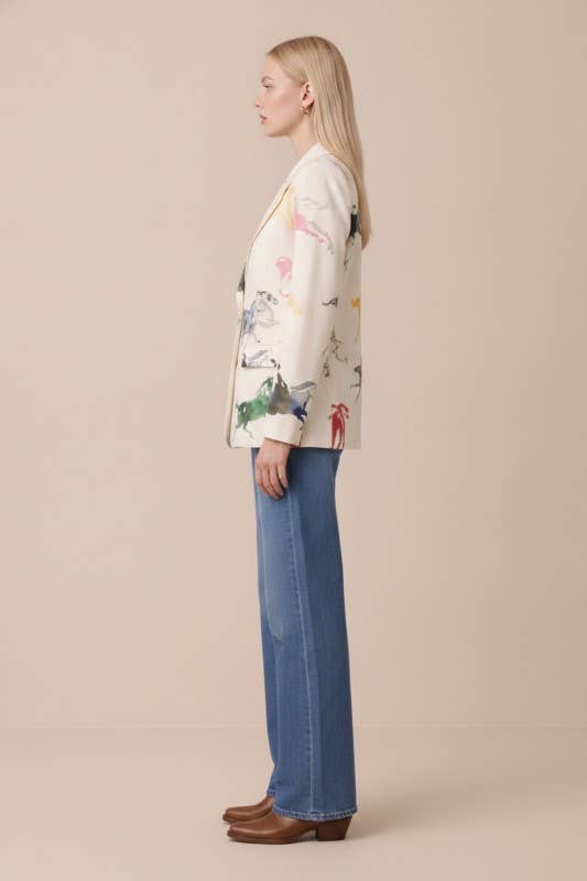 LJ76146T-COLORFUL HORSES PRINT BLAZER