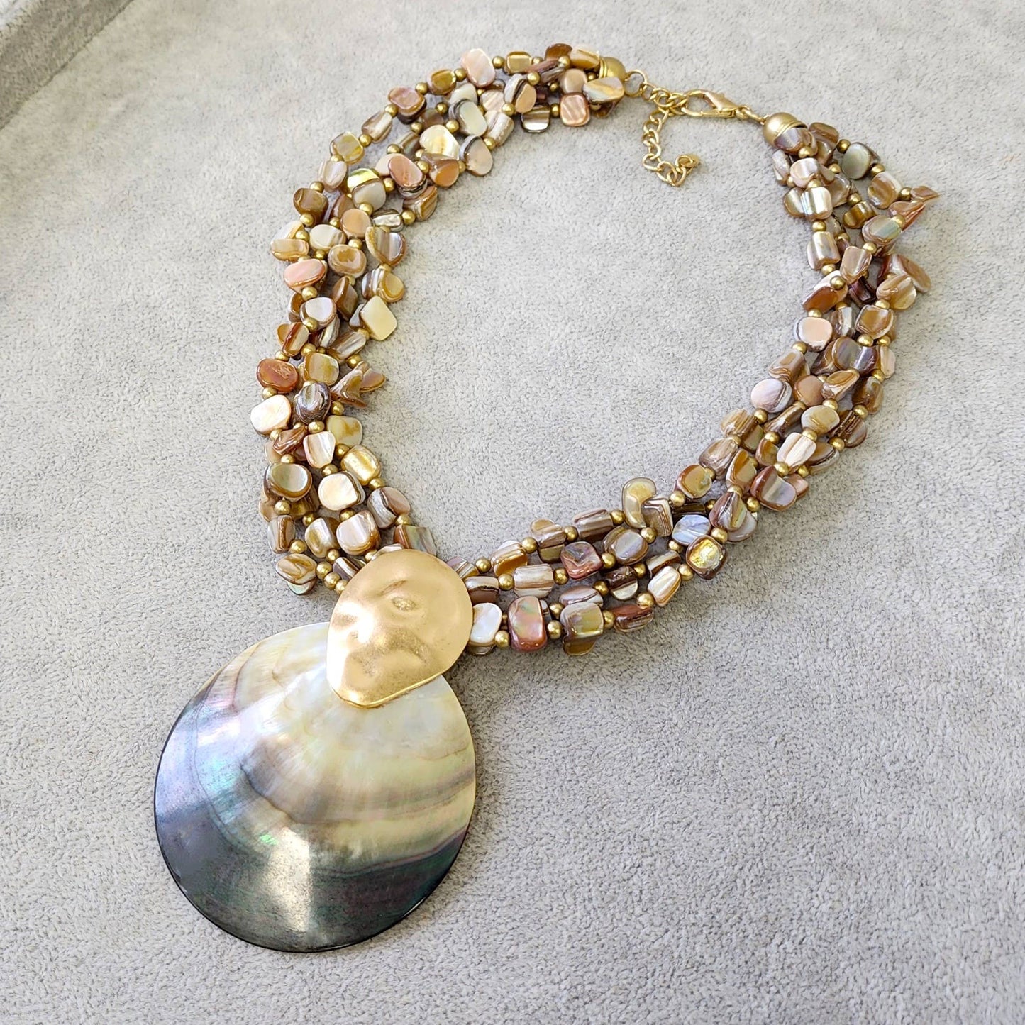 Abalone Chip Necklace w/ Mother of Pearl Seashell Pendant