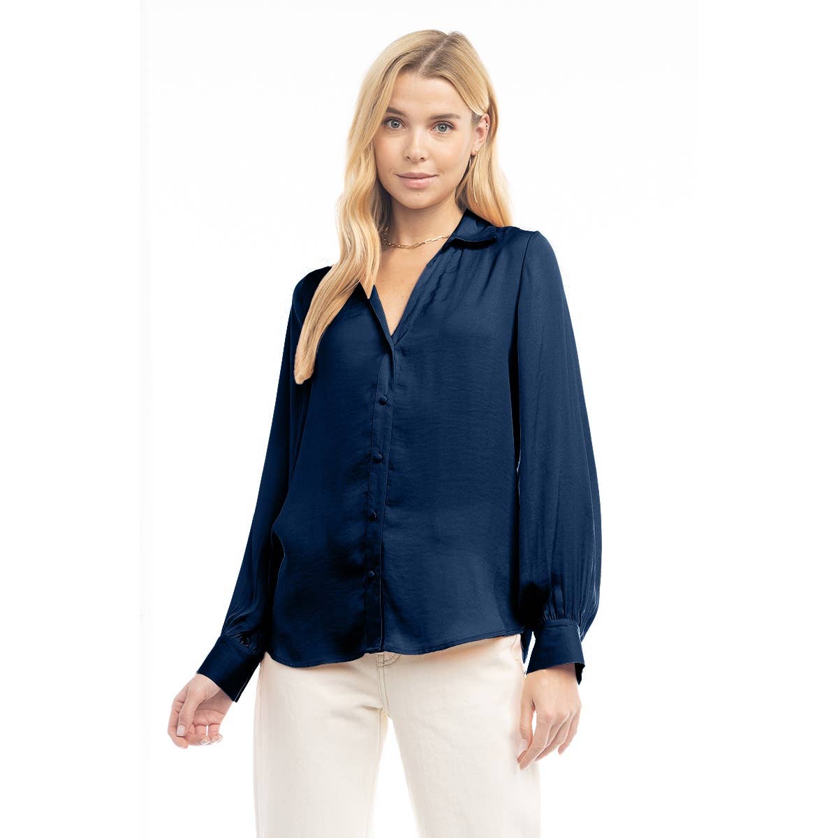 Classic V-Neck Button Down