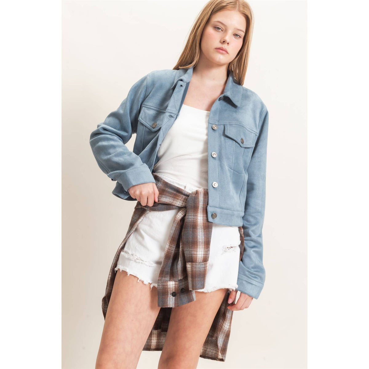 Button-Up Suede Jacket
