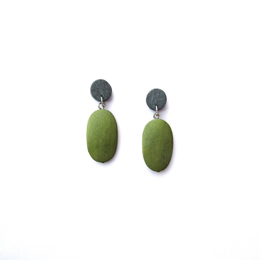 Pagosa bright green and gray earrings