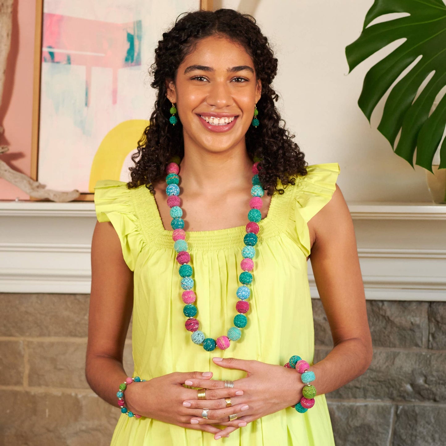 Threaded Kantha Necklace - Bloom