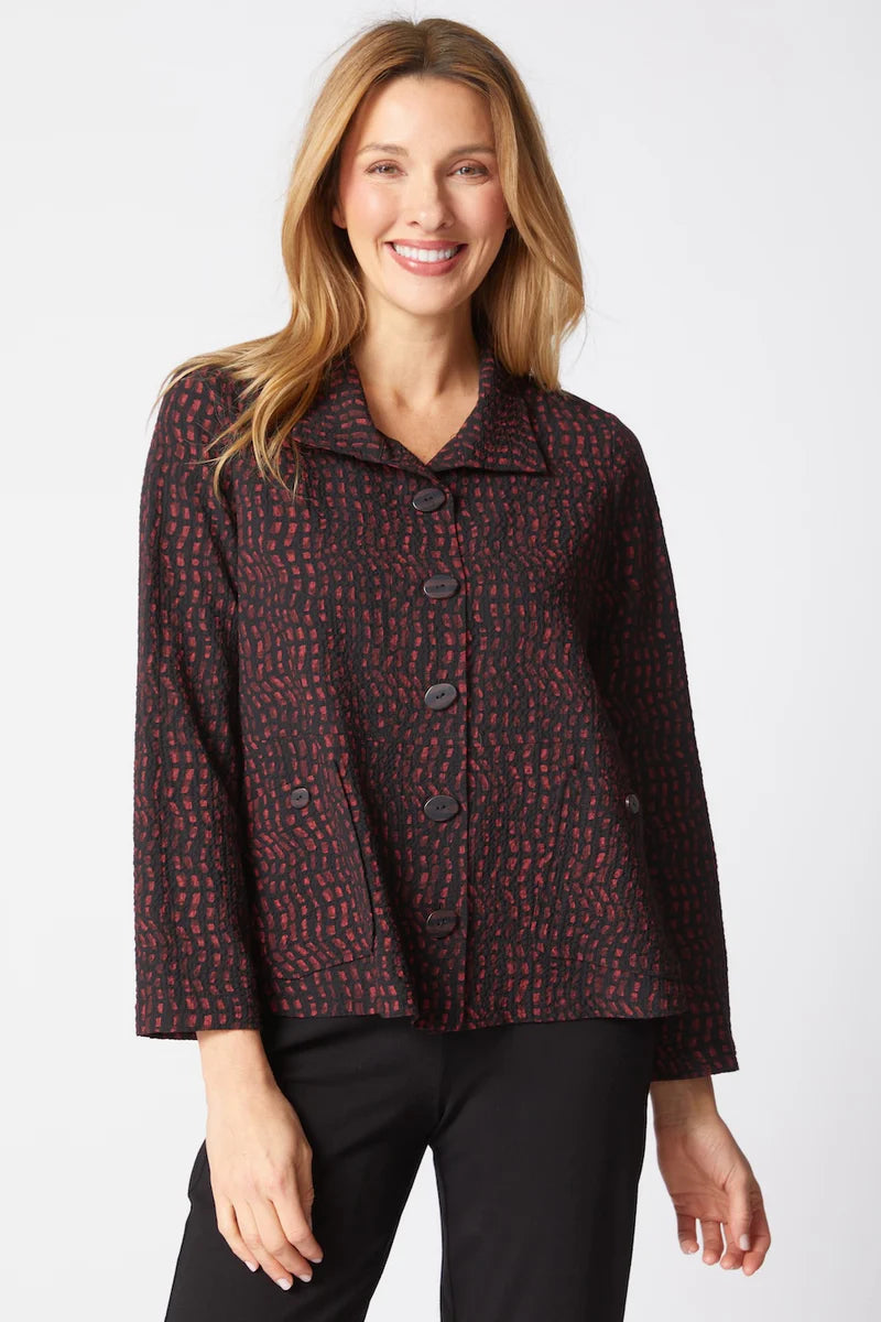Crinkle Crepe Mosaic Easy Swing Jacket