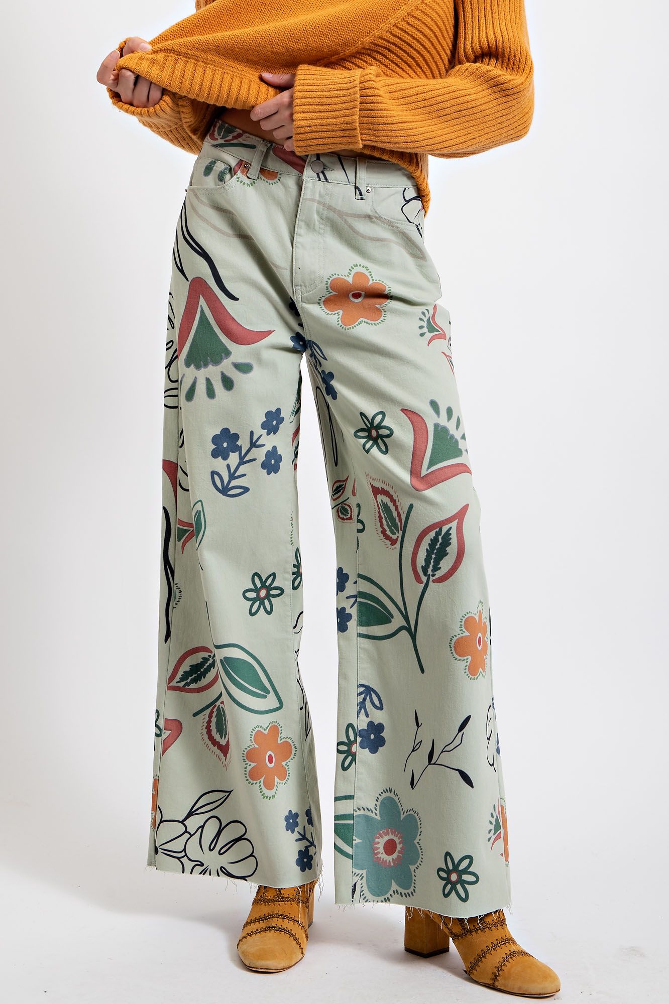 Printed washed Twill Pant