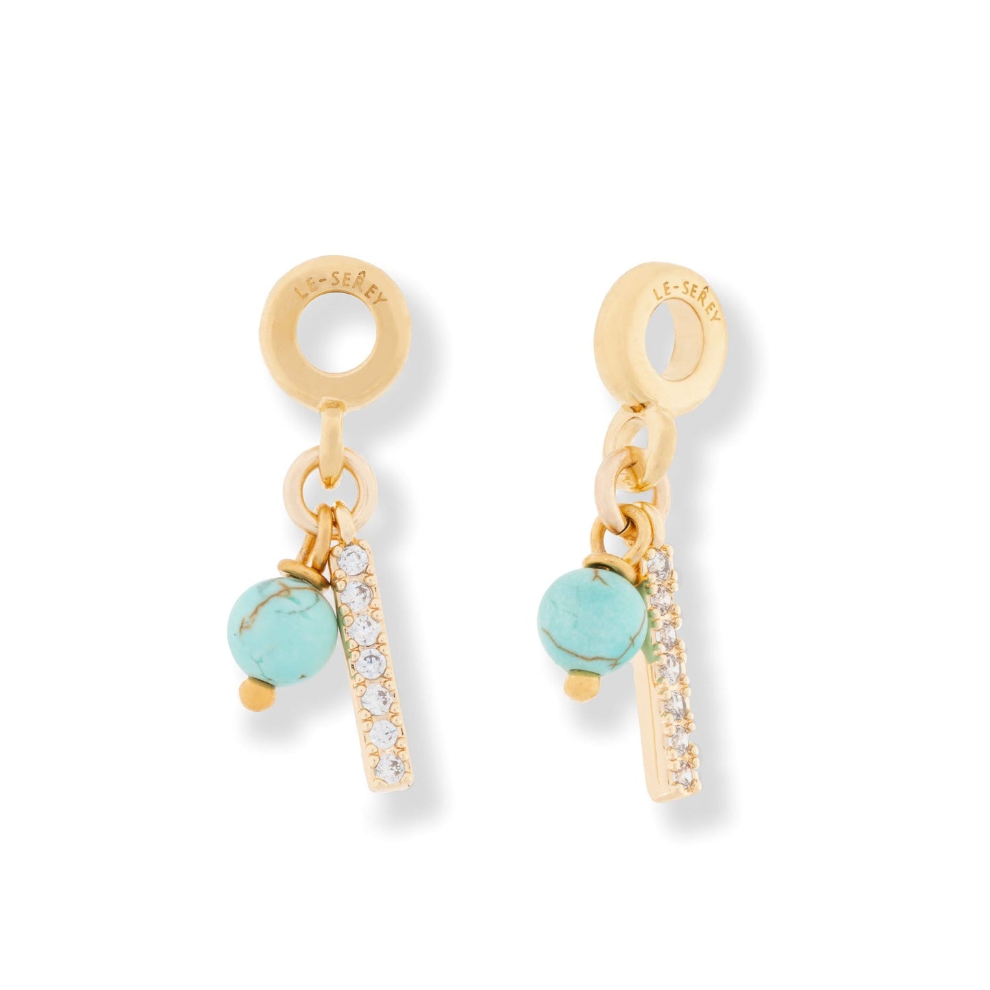 Turquoise + CZ Bar Charm