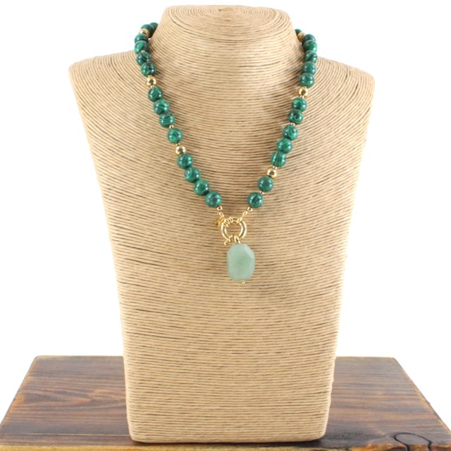 Semi-Precious Stones Stainless Steel Necklace