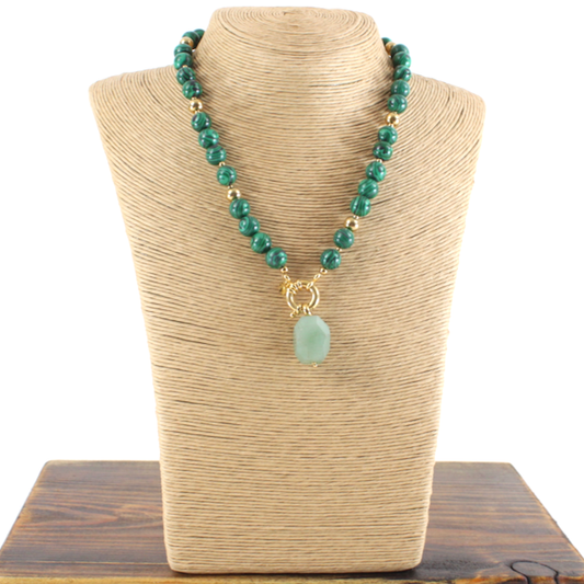 Semi-Precious Stones Stainless Steel Necklace
