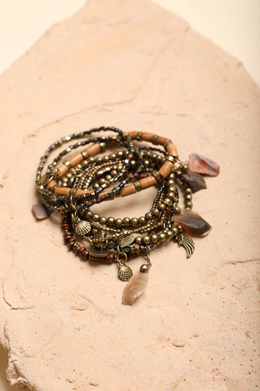 Boho Stone and Bead Stack Bracelet