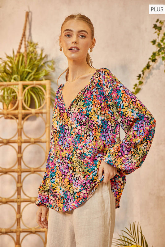 PLUS SIZE Multicolor Printed Top