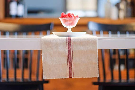 Farmhouse Table Runner Red Three Stripe