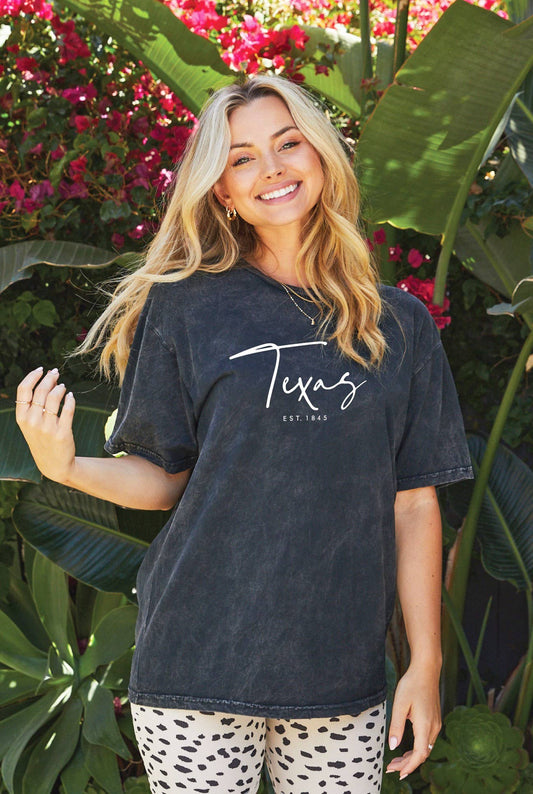 TEXAS EST. 1845 Mineral Washed Graphic Top