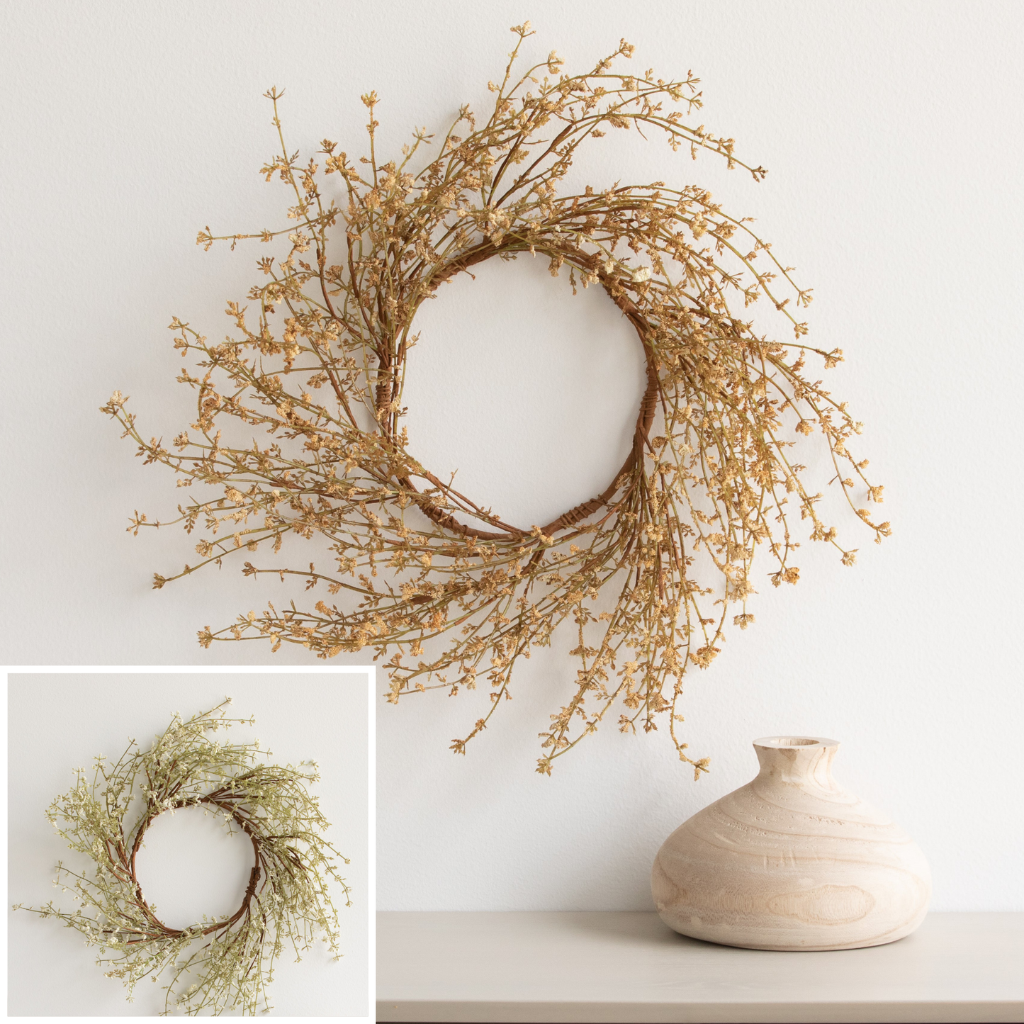 Artificial Wildflower Wreath Centerpiece Table Accent