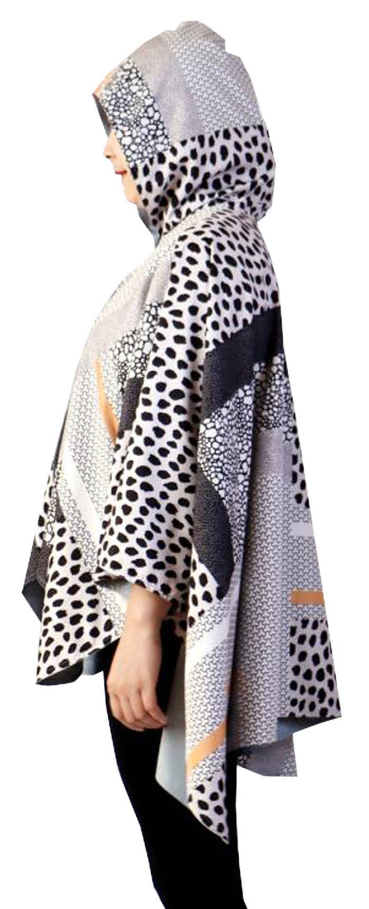 Black / Gray Reversible Rain Cape - Leopard Collection