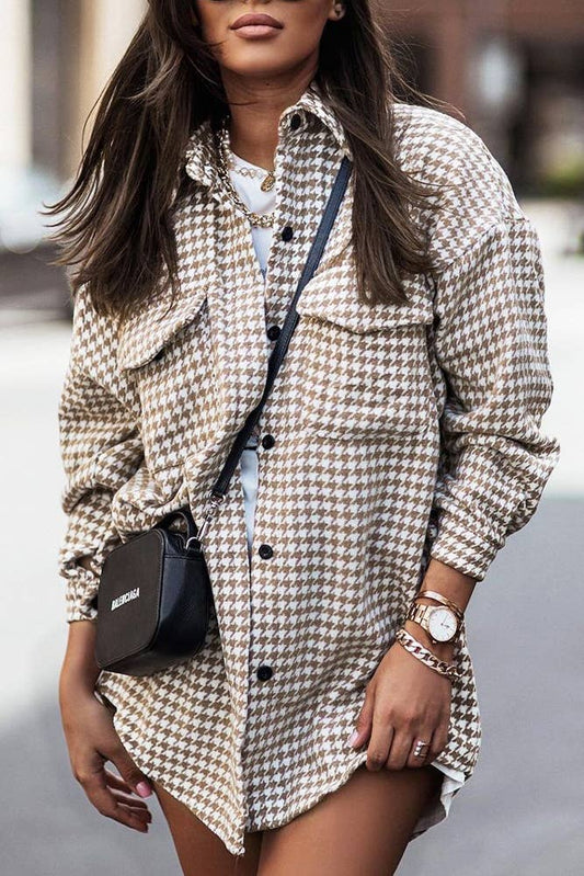 Houndstooth Tweed  Shacket Coat