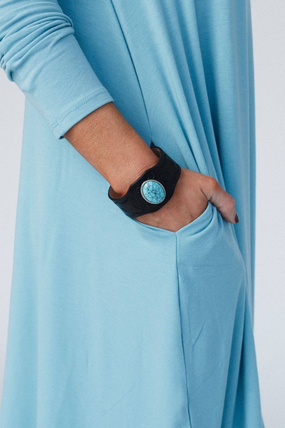 Down The Road Turquoise Cuff - Black