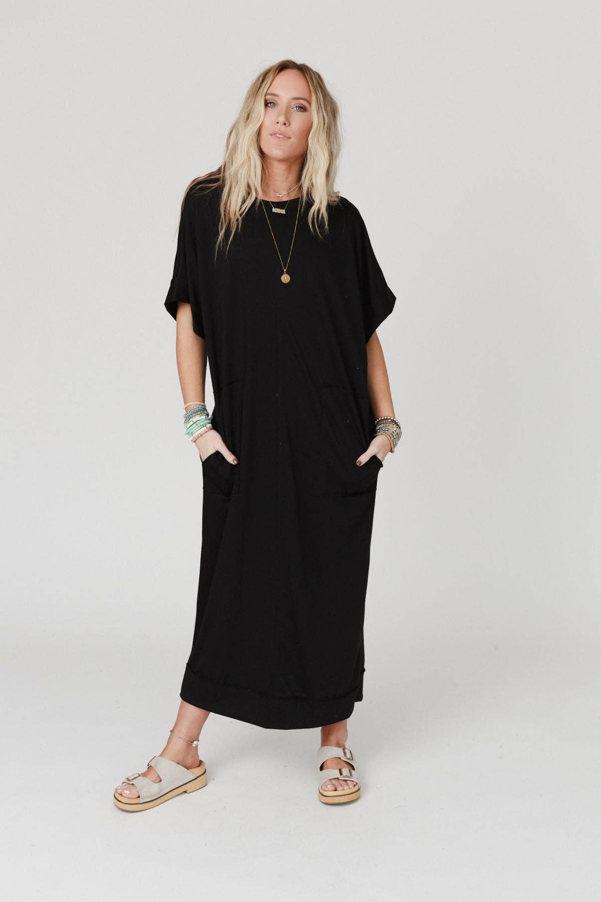Laurel Short Sleeve Maxi Dress - Black