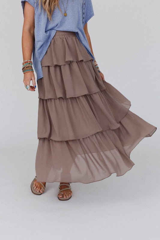 Tiers Of Joy Ruffle Maxi Skirt - Toffee