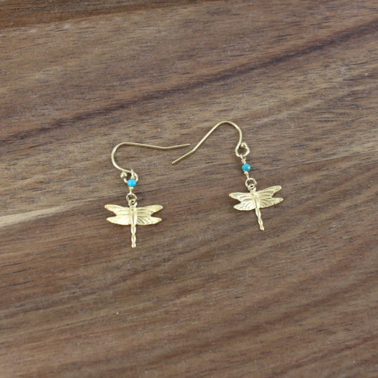 Stone Adorned Dragonfly Earrings