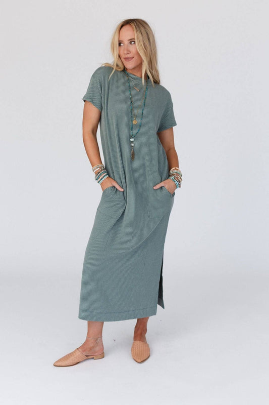 Maxi Slit Tee Dress - Sea Foam