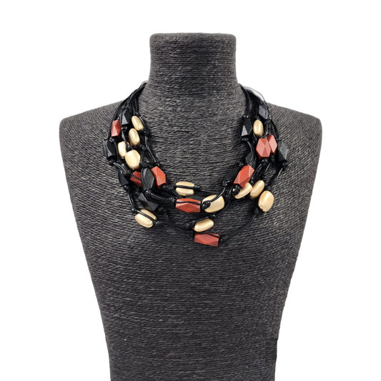 Red & Gold Multi Strand Necklace