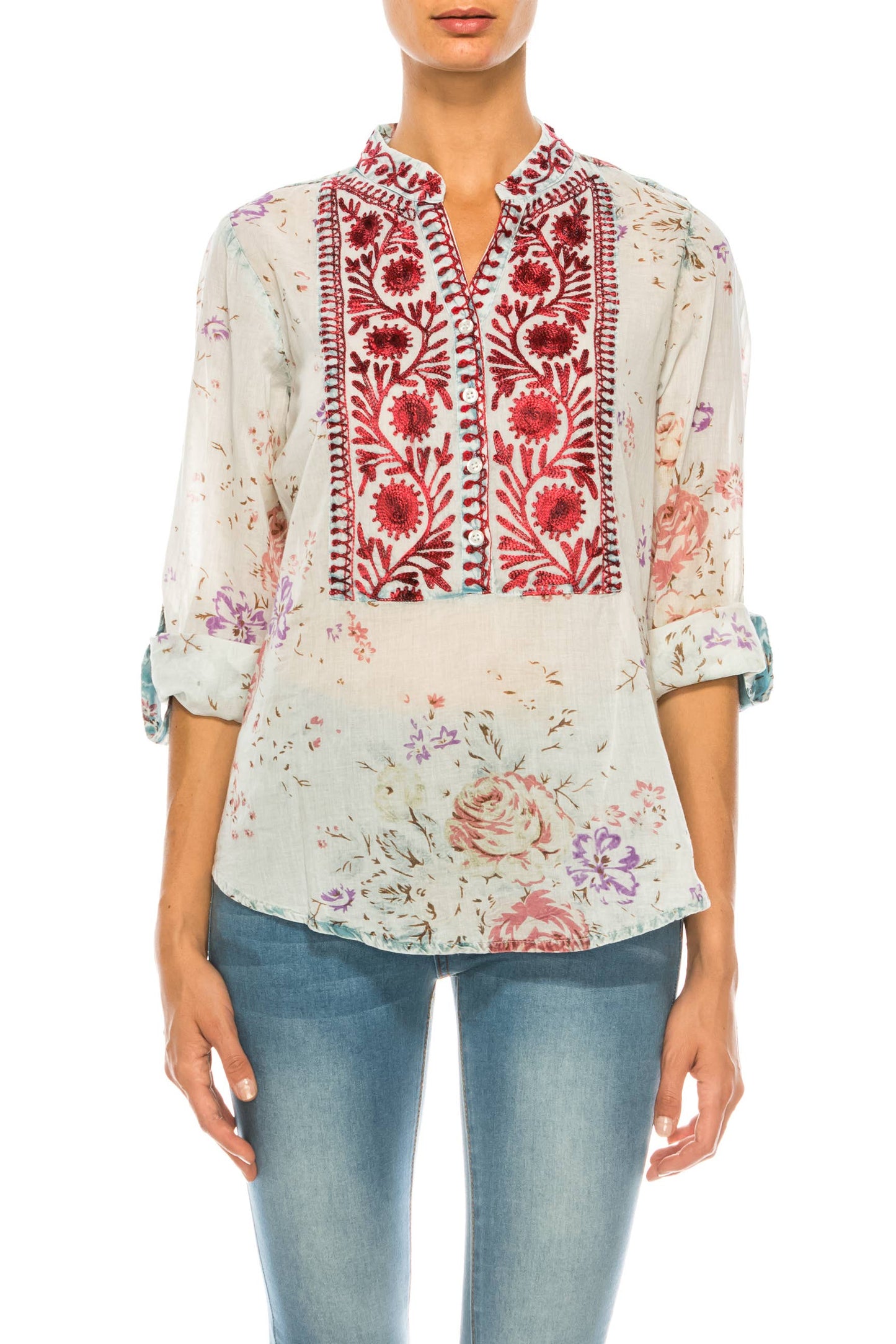 Vintage Tunic with Floral Embroidery